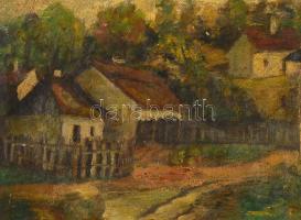 Pirk jelzéssel: Utca részlet. Olaj, vászon, kissé sérült keretben, 36×48 cm