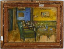 Pirk jelzéssel: Utca részlet. Olaj, vászon, kissé sérült keretben, 36×48 cm