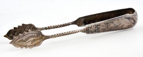 Ezüst(Ag) cukorfogó csipesz, jelzett, h: 12,5 cm, nettó: 19,5 g