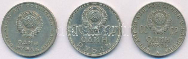 Szovjetunió 1965-1970. 1R (3klf) T:2- Soviet Union 1965-1970. 1 Ruble (3xdiff) C:VF Krause Y#135.1, Y#140.1, Y#141