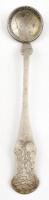 Ezüst(Ag) érmefejes kiskanál, jelzés nélkül, h: 12,5 cm, nettó: 14,5 g