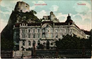 1910 Trencsén, Trencín; Erzsébet szálloda, vár / Trenciansky hrad / hotel, castle