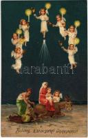 1916 Boldog Karácsonyi Ünnepeket! / Christmas greeting card. EAS 2131. Emb. litho (EK)