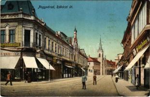 1914 Nagyvárad, Oradea; Rákóczi út, fogorvos, Moskovits cipőgyár, Klein Géza és Markovits és Weinberger üzlete / street, dentist, shops (EK)