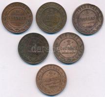 Orosz Birodalom 1911-1916. 2k Cu (6x) T:2-,3
Russian Empire 1911-1916. 2 Kopecks Cu (6x) C:VF,F
Kr...