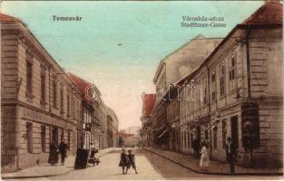 Temesvár, Timisoara; Városház utca, Dreher féle kőbányai sörcsarnok / street, beer hall