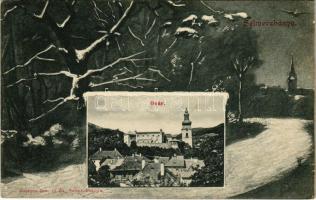 1913 Selmecbánya, Banská Stiavnica; Óvár. Joerges özv. és fia kiadása, téli táj / castle, winter Art Nouveau (EK)