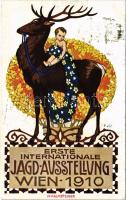 1910 Wien, Erste Internationale Jagdausstellung / The First International Hunting Exposition in Vienna. Advertisement art postcard s: H. Kalmsteiner (fl)