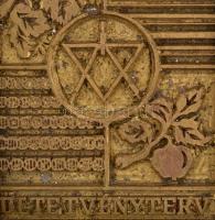 Ültetvényterv réz nyomóforma mérnöki jelképekkel. 4x5,5 cm