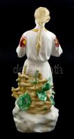 Virágszedő lány, jelzett orosz porcelán figura, kézzel festett, hibátlan, m:29 cm