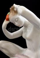 Aquincumi porcelán copfot kötő akt, kézzel festett, jelzett, hibátlan. 15,5 cm