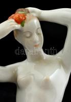 Aquincumi porcelán copfot kötő akt, kézzel festett, jelzett, hibátlan. 15,5 cm