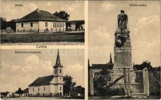 1931 Zaláta, iskola, Református templom, Hősök szobra