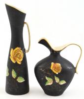 Bavaria porcelán váza 2 db. Több féle mázzal. Jelzett, karcolásokkal. 21 cm, 12 cm