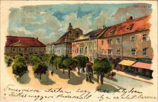 1899 Temesvár, Timisoara; tér / square. Kunstanstalt Kosmos 79. litho s: Geiger R.