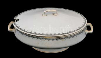 XX. sz. eleje: MZ csehszlovák porcelán  leveses és szószos tál. Matricás, jelzett, kopásokkal 23x7,5...