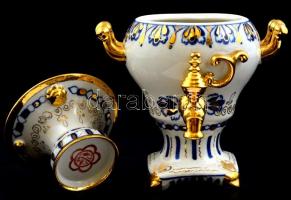 Orosz dísz szamovár. Kézzel festett, jelzett, kis kopásokkal. 23 cm