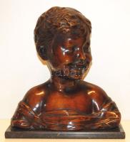 Kisfiút ábrázoló bronz mellszobor (oldalán repedés) magassága 34 cm