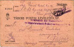 1915 Tábori Postai Levelezőlap / WWI Austro-Hungarian K.u.K. military field postcard / Feldpostkarte + Kommando der Stabsabteilung K.u.K. Inf. Regmt. Nr. 83. Tábori Postahivatal 77 (EK)