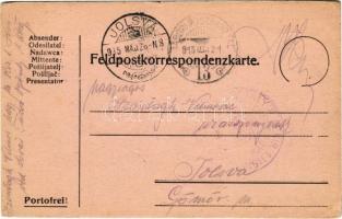 1915 Tábori Postai Levelezőlap / WWI Austro-Hungarian K.u.K. military field postcard / Feldpostkarte + "M. Kir. 1. Honvéd lovas tüzér osztály parancsnokság" "Tábori Postahivatal 13" (EK)