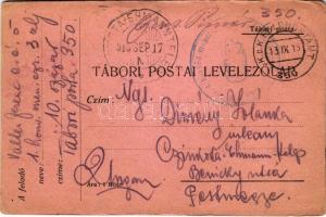 1915 Tábori Postai Levelezőlap / WWI Austro-Hungarian K.u.K. military field postcard / Feldpostkarte + K.u.K. FELDPOSTAMT 350 (EK)