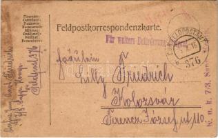 1916 Tábori Postai Levelezőlap / WWI Austro-Hungarian K.u.K. military field postcard / Feldpostkarte + "K.u.K. 7/3. Sapp. Komp." "K.u.K. FELDPOSTAMT 376" (fl)