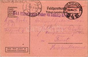 1918 Tábori Postai Levelezőlap / WWI Austro-Hungarian K.u.K. military field postcard / Feldpostkarte + K.u.K. Infanterieregiment Freiherr von Schikofsky No. 83. Tábori Postahivatal 4
