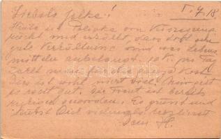 1918 Tábori Postai Levelezőlap / WWI Austro-Hungarian K.u.K. military field postcard / Feldpostkarte...