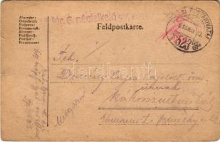 1918 Tábori Postai Levelezőlap / WWI Austro-Hungarian K.u.K. military field postcard (envelope with letter) / Feldpostkarte + M. kir. 6. népfelkelő gyalogezred Tábori Postahivatal 523 (EK)