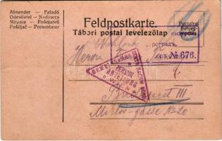1917 Orosz hadifogoly posta tábori postai levelezőlapon / WWI Austro-Hungarian K.u.K. military field postcard, POW (prisoner of war) letter from Russia / Feldpostkarte (kis szakadás / small tear)