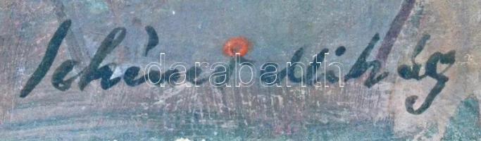 Schéner jelzéssel: Katona. Olaj, karton, kartonra kasírozva, sérült, 42×35 cm