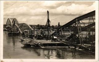 Gyékényes-Zákány. A robbantott Dráva híd helyreállítása. 101/I. Vép. zlj. / WWII Hungarian military, bridge rebuilding (EB)