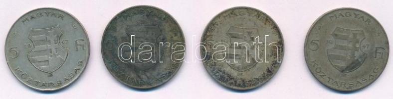 1947. 5Ft Ag "Kossuth" (4x) T:2- patina
Adamo F8.1