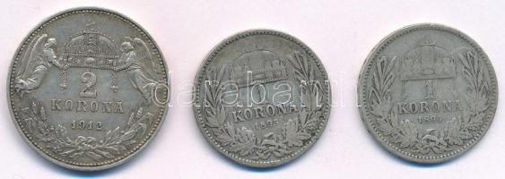 1894KB-1895KB 1K Ag "Ferenc József" (2x) + 1912KB 2K Ag "Ferenc József" T:2,2-  ...