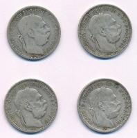 1893KB-1896KB 1K Ag "Ferenc József" (4xklf) T:2-3 patina   Adamo K5