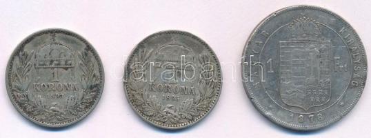 1878KB 1Ft Ag "Ferenc József / Középcímer" + 1893KB-1895KB 1K Ag "Ferenc József"...