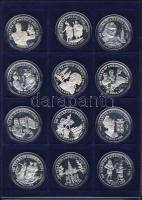 Cook szigetek 1990-92. 50$ Ag (12x) "Amerika 500 éve" sorozat 12 klf darabja plüsstálcán T:PP