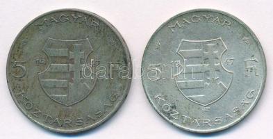 1947. 5Ft Ag "Kossuth" (2x) T:3 patina Adamo F8.1