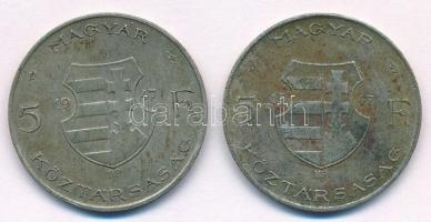 1947. 5Ft Ag "Kossuth" (2x) T:3 patina, kis ph. Adamo F8.1