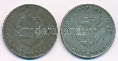 1947. 5Ft Ag "Kossuth" (2x) T:3 patina Adamo F8.1