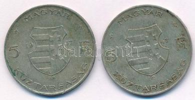 1947. 5Ft Ag "Kossuth" (2x) T:3 patina Adamo F8.1