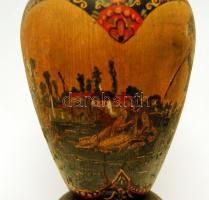 XIX. század második fele népies díszítésű fa váza 50cm