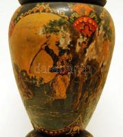 XIX. század második fele népies díszítésű fa váza 50cm