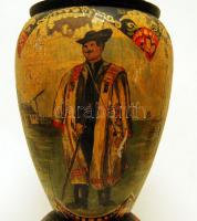 XIX. század második fele népies díszítésű fa váza 50cm