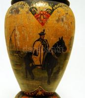 XIX. század második fele népies díszítésű fa váza 50cm