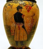 XIX. század második fele népies díszítésű fa váza 50cm