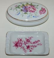 Hollóházi porcelán hamutartó és cukortartó
