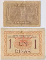 Szerb-Horvát-Szlovén Királyság 1919. 1D piros "4K" felülbélyegzéssel + 1921. 25p/ 1/4D T:I...