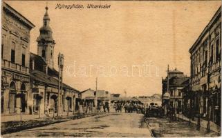1926 Nyíregyháza, utca, templom, Mirján Sámuel üzlete . Vasúti levelezőlapárusítás 5.sz.
