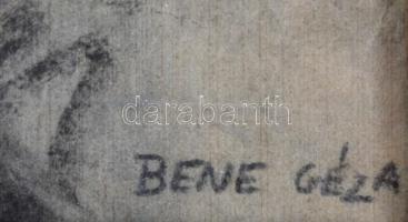 Bene jelzéssel: Álló női akt. Szén, papír. Üvegezett fa keretben, 30×14,5 cm